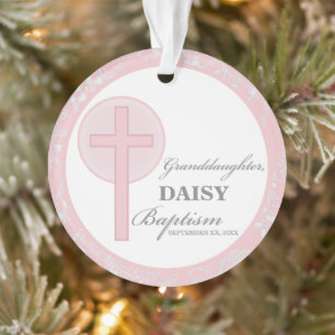 Baptism Granddaughter Pink Lace Personalized Ornament