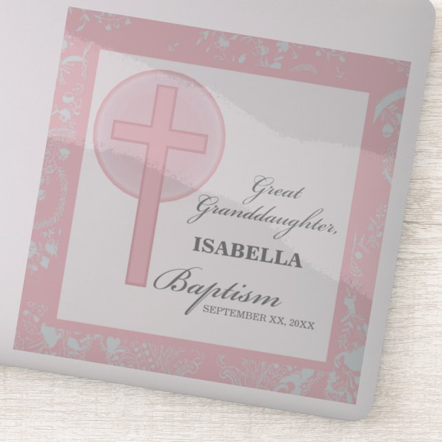 Baptism Great Granddaughter Pink Lace Personalized (Detail)