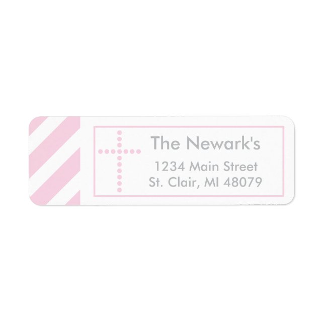 Baptism, Holy Communion | Pink Cross Address Label (Front)