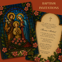 Baptism Holy Family Gold Stained Glass