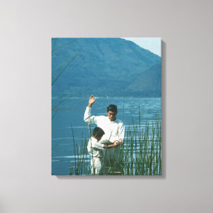 Baptism in Lake Atitlan™ version 2 LDS Art Poster Canvas Print