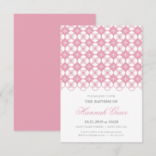 Baptism Invitation - Baby Girl Custom Invite (Front/Back)