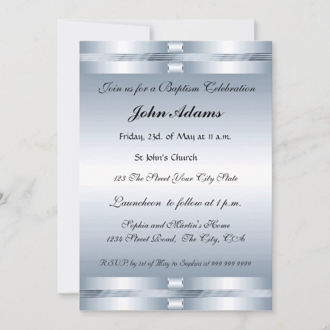 Baptism Invitation  Blue (Front)