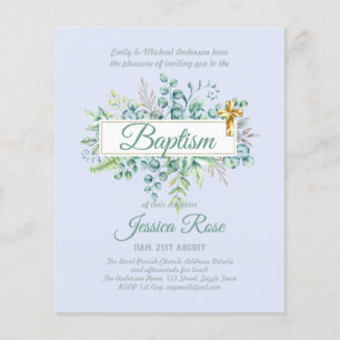 Baptism Invitation Eucalyptus Greenery BUDGET