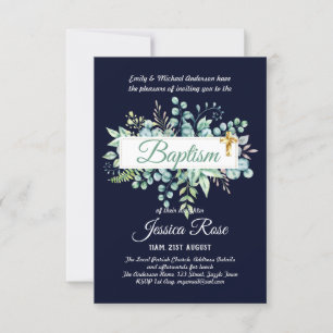Baptism Invitation Eucalyptus Greenery BUDGET