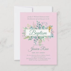 Baptism Invitation Eucalyptus Greenery BUDGET