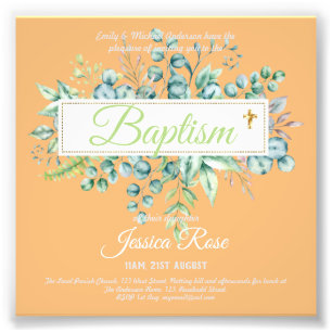 Baptism Invitation Eucalyptus Greenery BUDGET Photo Print