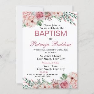 Baptism Invitation Floral