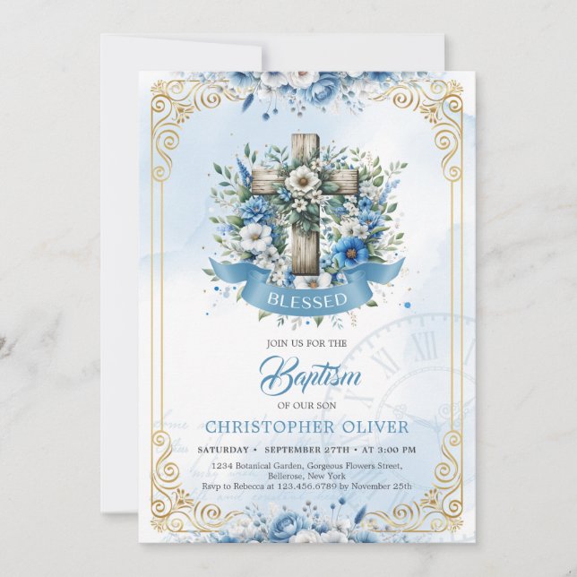 Baptism invitation for boy (Front)