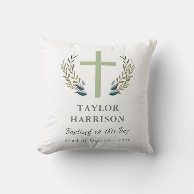 Baptism Keepsake Throw Pillow (Front)