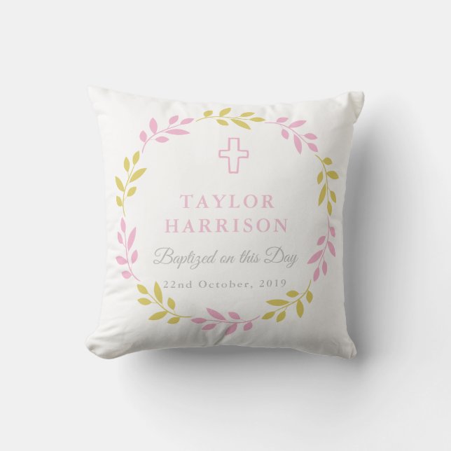 Baptism Keepsake Throw Pillow (Front)