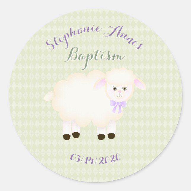 Baptism Lamb Classic Round Sticker (Front)