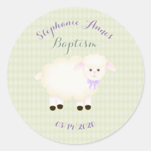 Baptism Lamb Classic Round Sticker