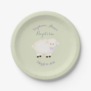 Baptism Lamb Paper Plate