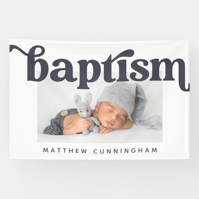 Baptism Modern Bold Simple Custom Photo Banner (Horizontal)