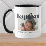 Baptism Modern Bold Simple  Photo Thank You Coffee Mug<br><div class="desc">This simple and classic design is composed of serif typography and add a custom photo. This design is modern,  chic,  playful and fun.</div>