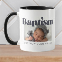 Baptism Modern Bold Simple Photo Thank You