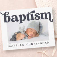 Baptism Modern Bold Simple Photo Thank You