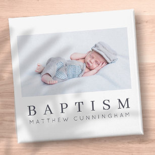 Baptism Modern Minimalist Custom Photo Magnet