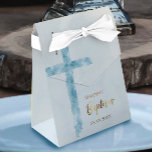 Baptism modern watercolor blue cross favor box<br><div class="desc">Baptism favour boxes</div>