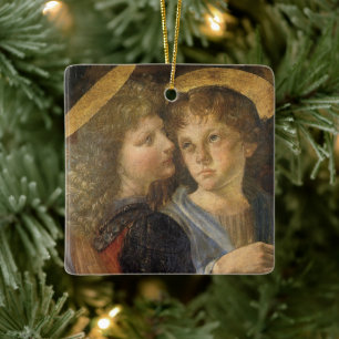 Baptism of Christ Angels by Leonardo da Vinci Ceramic Ornament