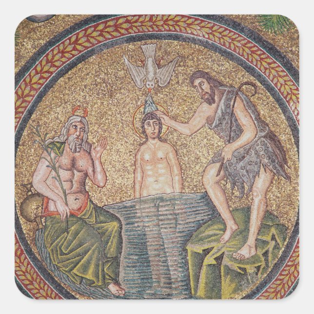 Baptism of Christ by John the Baptist Square Sticker (Front)