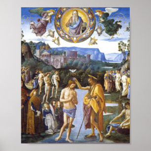 Baptism Of Christ Sistine Chapel - Pietro Perugino Poster
