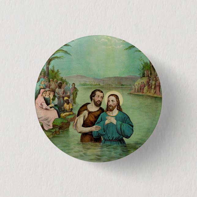 Baptism of Jesus Christ 1 Inch Round Button (Front)