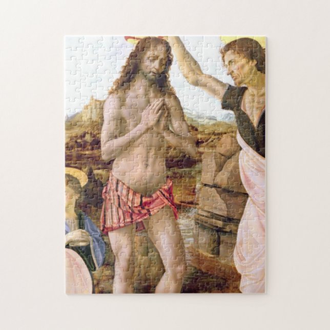 Baptism Of Jesus Christ By Leonardo Da Vinci Jigsaw Puzzle (Vertical)