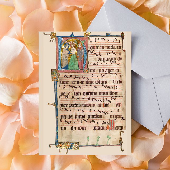 Baptism of Jesus Christ Medieval Chant Manuscript Postcard (Baptism of Jesus Christ Medieval Chant Manuscript Latholic Christian Latin Liturgy Postcard)