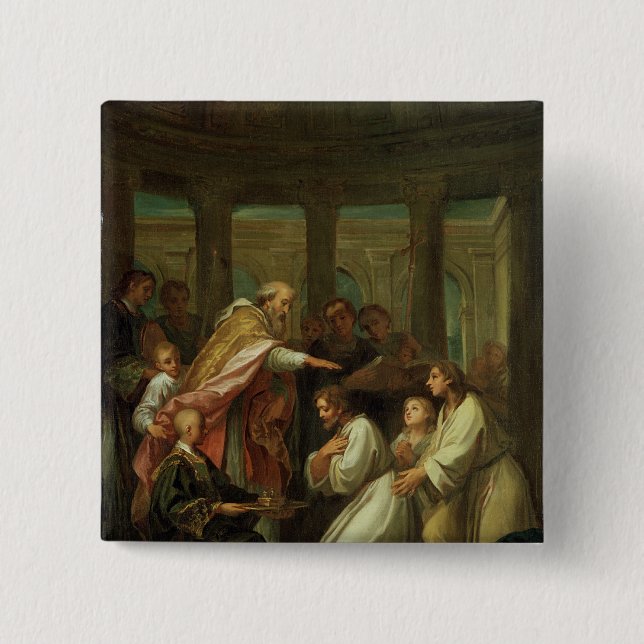 Baptism of St. Augustine 2 Inch Square Button (Front)