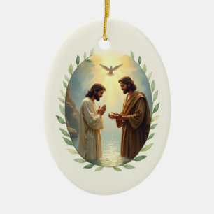 Baptism of the Lord God's Peace and Blessings Ceramic Ornament