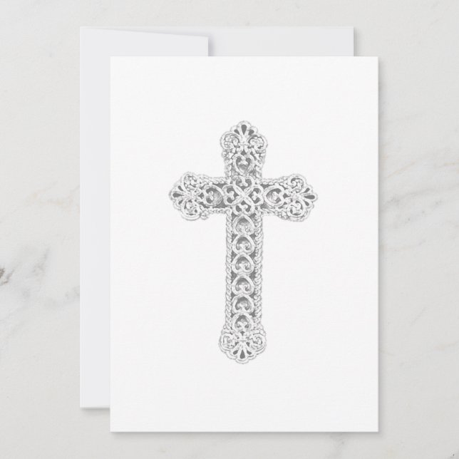 Baptism Ornate Cross Invitation (Front)