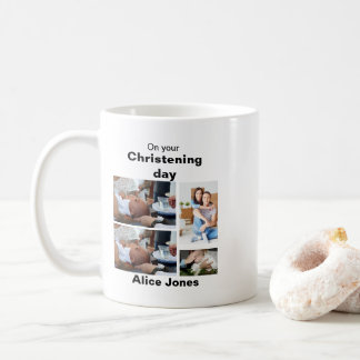 Baptism Personalized 4 Photo Collage Coffee Mug