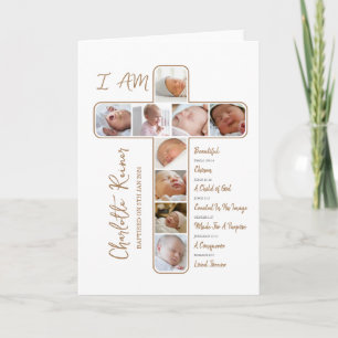 Baptism Photo Collage Crucifix Shape Card