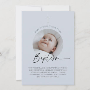 Baptism Photo Thank You Dusky Blue Card