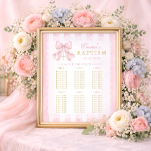 Baptism Pink Bow Baby Girl Seating Chart