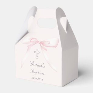 Baptism pink bow favor box