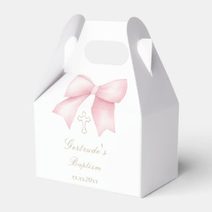 Baptism pink bow  favor box