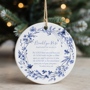 Baptism Prayer Floral Keepsake Ceramic Ornament