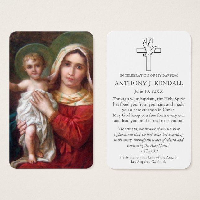Baptism Prayer | Madonna and Child (Front & Back)