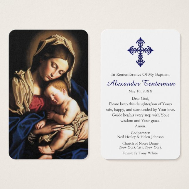 Baptism Prayer | Madonna & Child (Front & Back)