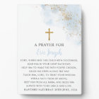 Baptism Prayer Sign Blue Gold Cross Boys
