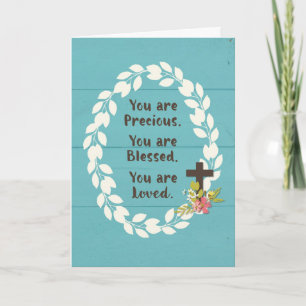 Baptism Precious Blessed and Loved on Teal Wooden Card