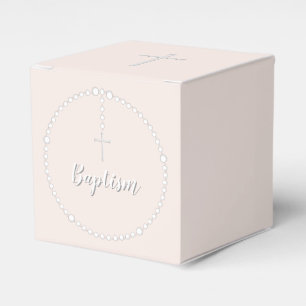 Baptism Rosary on Pink Favor Box