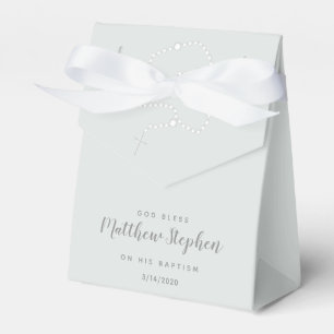 Baptism Rosary on Powdered Blue Favor Box