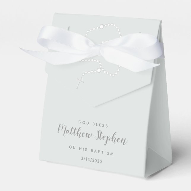 Baptism Rosary on Powdered Blue Favor Box (Front Side)