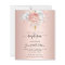 Baptism rose gold florals girl invitation