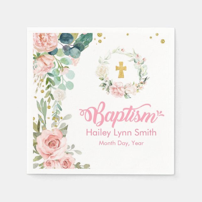 Baptism Rose Napkins (Front)