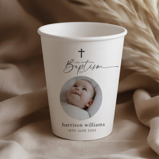 Baptism Round Photo Paper Cups